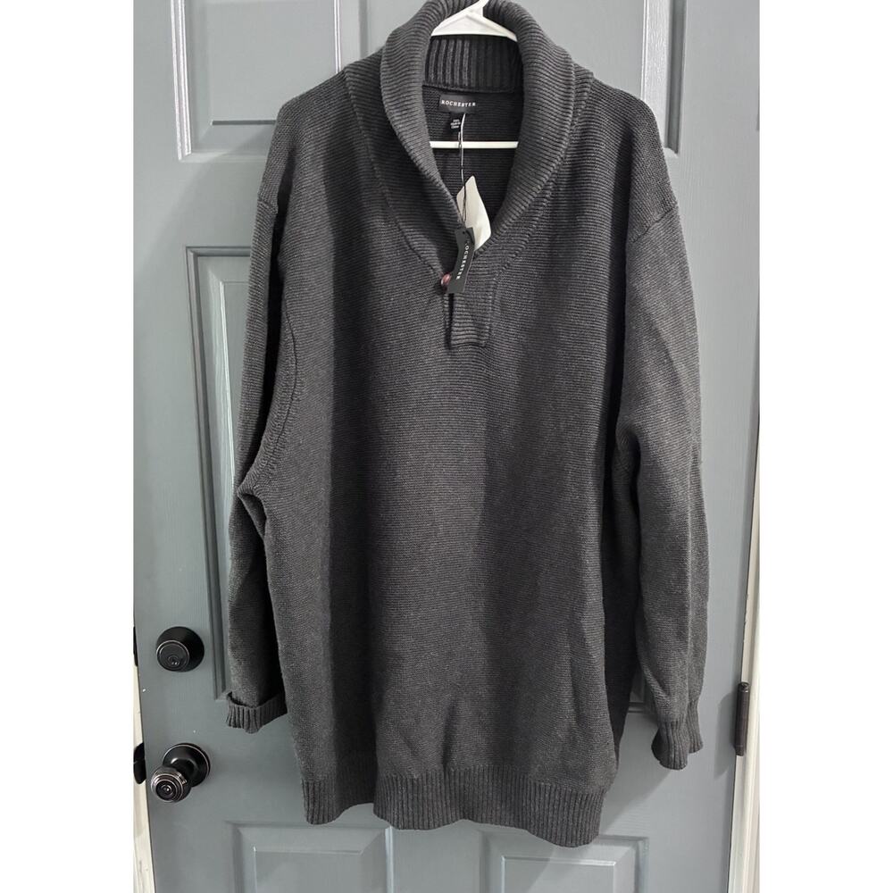 Rochester wool blend sweater mens 3XL gray cowl neck relaxed fit preppy business